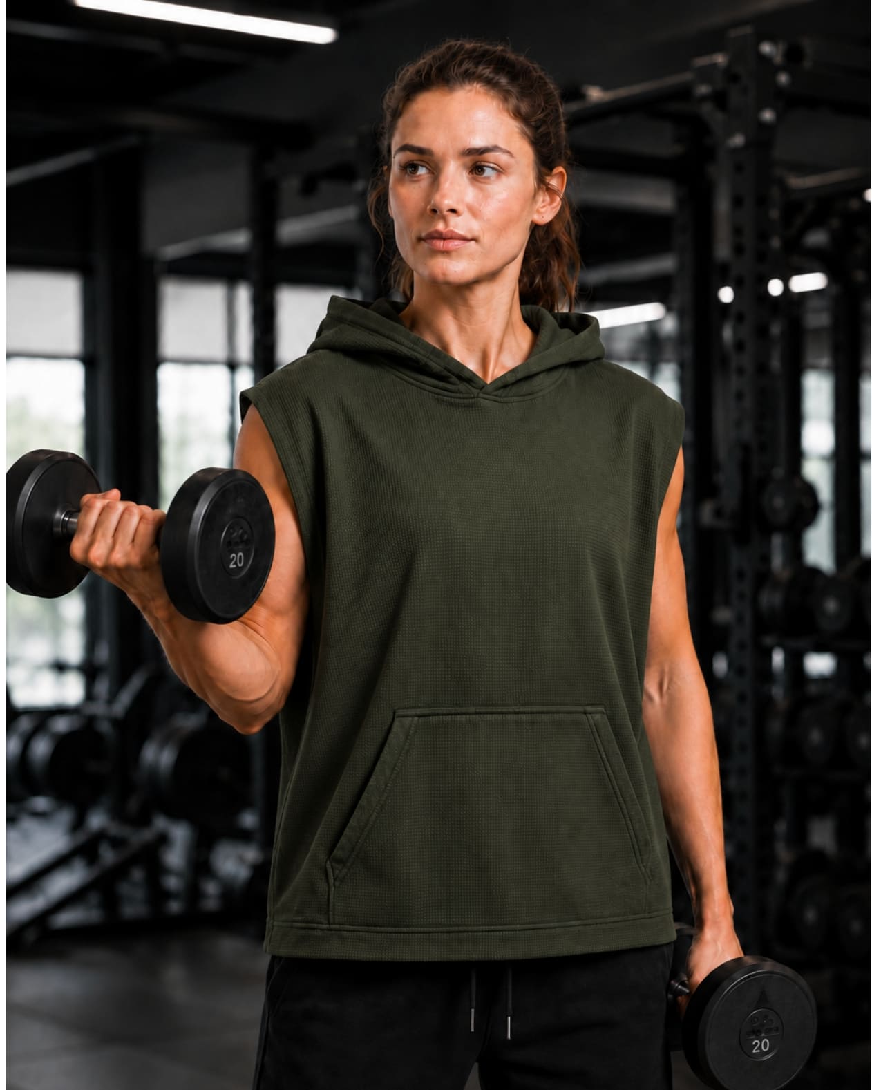 Women's Sleeveless Dri-fit Hoodie Gym Tops for Women