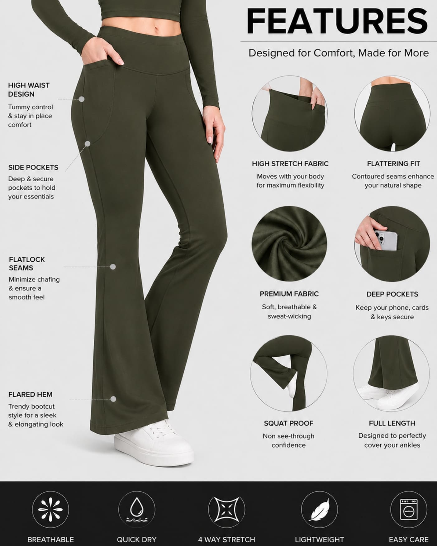 Bellbottom Pocket Pants for Women