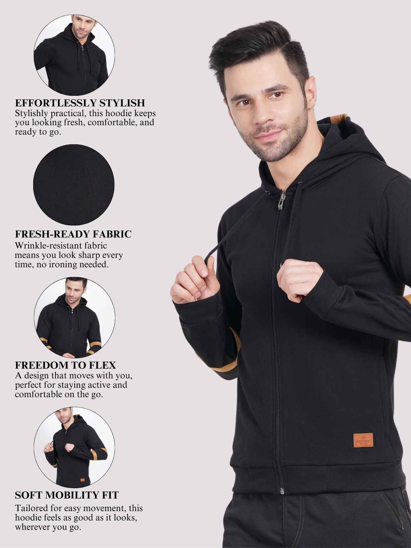 mens black zip hoodie