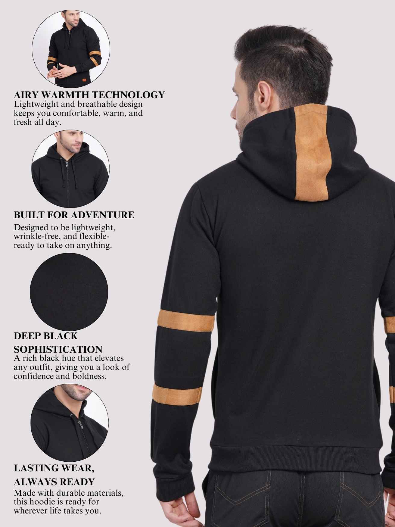 mens black zip hoodie